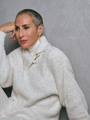 Blusa alongada canelada com gola transpassada e detalhe em alamar Biamar