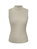 Regata em fio pluma canelada e com gola rolê Biamar