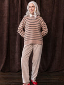 Blusa mullet com padronagem em listras, gola redonda e mangas de cava quadrada Biamar