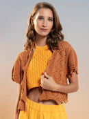 Colete em algodão com pontos vazados e barra ondulada Urbanity