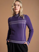 Blusa canelada com padronagem em listras, gola média e mangas de cava posta Urbanity