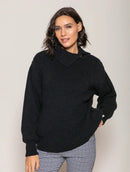 Blusa alongada canelada com gola transpassada e detalhe em alamar Biamar