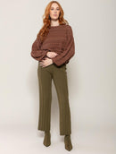 Calça reta canelada em algodão Biamar