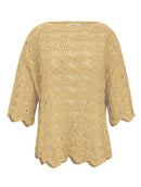 Blusa em algodão com trama vazada e decote canoa Biamar