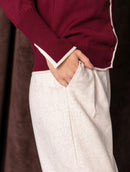 Calça com pregas, bolsos faca e barra dobrada Biamar