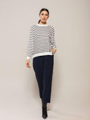 Blusa oversized mullet em listras, gola redonda e mangas de cava raglan Biamar