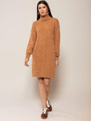 Vestido com tecimento em tranças, gola removível, fenda lateral e mangas de cava quadrada Biamar