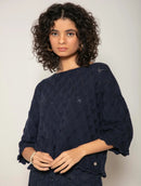 Blusa em algodão com trama detalhada e barra ondulada Biamar