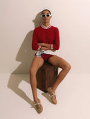 Blusa meia manga com listras em contraste Biamar