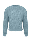 Blusa em algodão com tecimento de folhas  e mangas de cava raglan Biamar