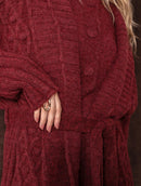 Casaco canelado com pontos estruturados, cinto removível e mangas de cava quadrada Biamar