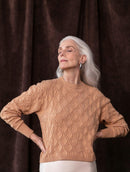 Blusa em ponto losango com gola redonda e mangas de cava quadrada Biamar