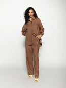 Camisa mullet em linho com botões e mangas de cava posta Biamar