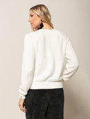 Blusa canelada em fio pluma com gola redonda e mangas de cava raglan Biamar