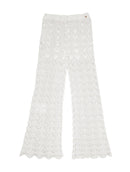 Calça em algodão om trama vazada e forro Biamar