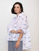 Camisa mullet em algodão com bordados, botões e mangas de cava quadrada Biamar