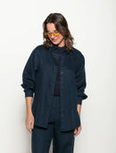 Camisa mullet em linho com botões e mangas de cava posta Biamar