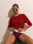 Blusa meia manga com listras em contraste Biamar