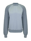 Blusa em algodão com gola redonda e mangas em ponto pipoca de cava raglan Biamar