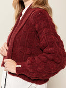 Casaco em ponto laço com mangas bufantes e sem fechamento frontal Biamar