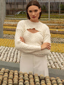 Blusa com efeito sobreposição, gola redonda e mangas de cava quadrada Urbanity