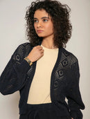 Casaco em algodão com trama vazada e cava posta Biamar