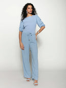 Calça reta com bolsos e cordão ajustável Biamar