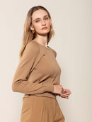 Blusa com gola redonda e mangas de cava raglan Biamar