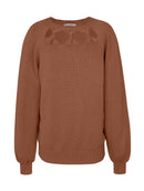 Blusa em algodão com detalhe em recorte, gola redonda e mangas de cava raglan Biamar