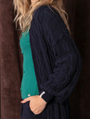 Casaco alongado em algodão com tecimento em tranças e mangas de cava quadrada Biamar