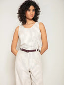 Regata cropped com fendas laterais e padronagem em listras Biamar