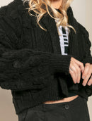 Casaco em ponto laço com mangas bufantes e sem fechamento frontal Biamar