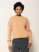 Blusa em lã e cashmere com tecimento em tranças, gola canoa e mangas de cava quadrada Biamar