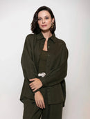 Camisa mullet em linho com botões e mangas de cava posta Biamar