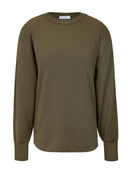 Blusa canelada com gola redonda e mangas de cava posta Biamar