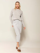 Blusa em ponto losango com gola redonda e mangas de cava quadrada Biamar