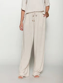 Calça reta com bolsos e cordão ajustável Biamar