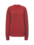 Blusa em fio pluma com padronagem poá, gola redonda e mangas de cava posta Biamar