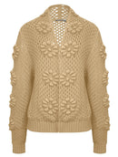 Casaco em algodão vazado com ponto margarida e mangas de cava posta Biamar