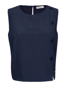 Regata cropped com fenda frontal e detalhes em botões Biamar