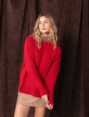 Blusa ampla de gola redonda com fendas e mangas de cava quadrada Biamar