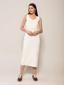 Vestido midi de algodão com fendas laterais Biamar