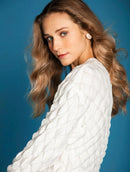 Blusa de ponto losango em relevo em relevo com gola redonda aBenção