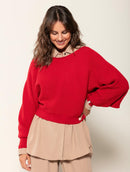 Blusa ampla canelada com gola canoa Biamar