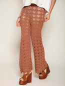 Calça em algodão om trama vazada e forro Biamar