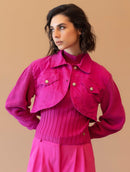 Jaqueta cropped em algodão com botões e mangas de cava posta Urbanity