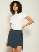 Blusa canelada com decote redondo e mangas curtas Biamar