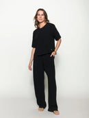 Calça reta com bolsos e cordão ajustável Biamar