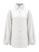 Camisa mullet em linho com botões e mangas de cava posta Biamar