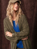 Casaco alongado em algodão com tecimento em tranças e mangas de cava quadrada Biamar